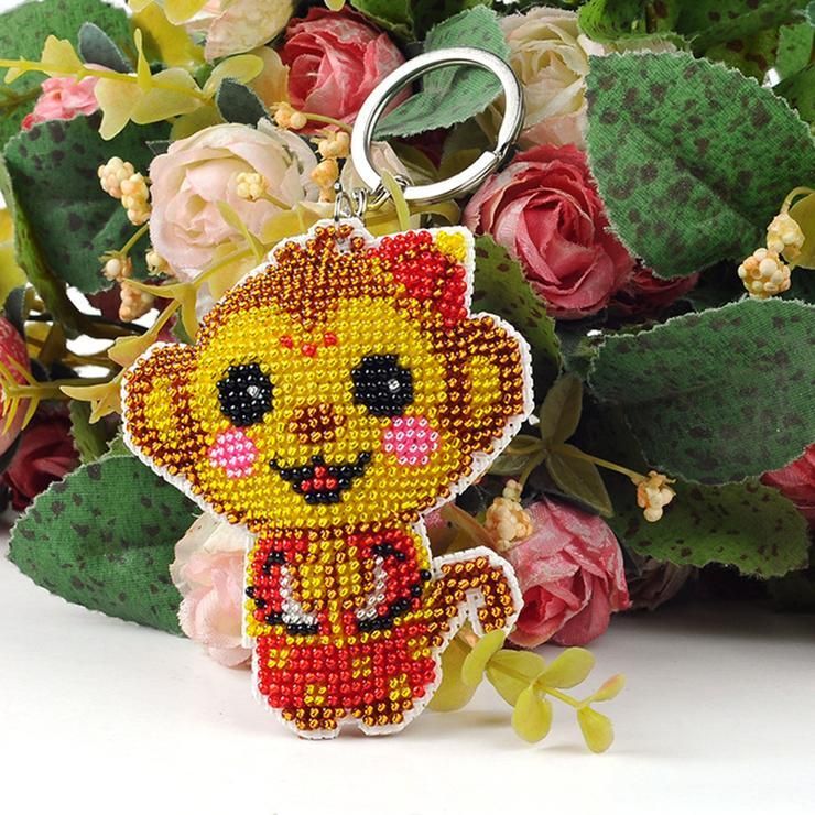 Bead Embroidery Keychain - Monkey