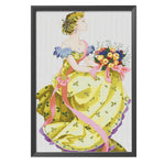 Beauty 3 Strand 11CT Stamped Fabric Cross Stitch Set  Yellow Dress 0979