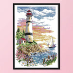 Cross Stitch Kits DIY Lighthouse 14CT Stamped Needlework 30 X 40cm  F782