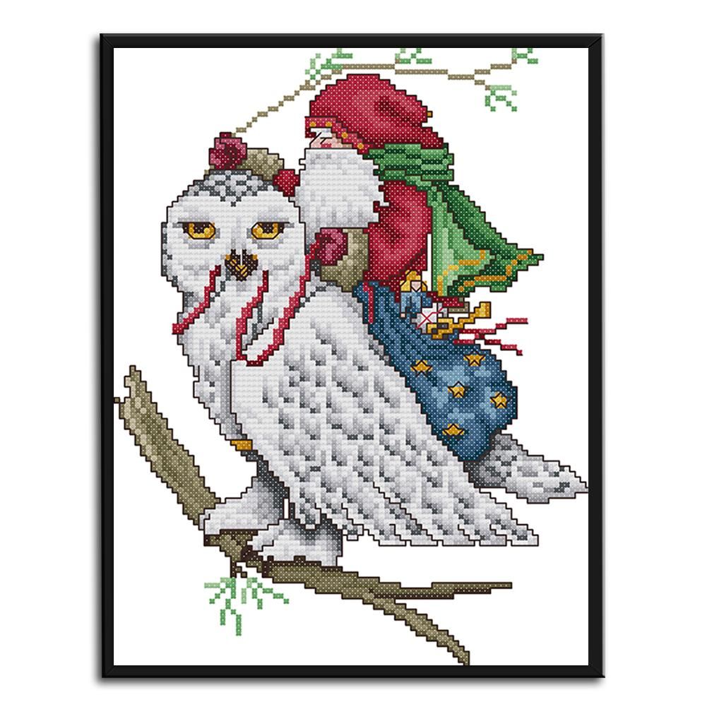 Santa Eagle Cross Stitch 14CT Stamped DIY Print Canvas Needlework  C589