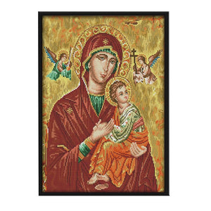 DIY Virgin and Child 14CT Stamped Canvas Cross Stitch Needlework  R821