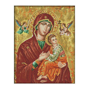 DIY Virgin and Child 14CT Stamped Canvas Cross Stitch Needlework  R821