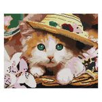 Cross Stitch DIY Oil Painting Cat 14CT Stamped Needlework 42X34cm  DA356