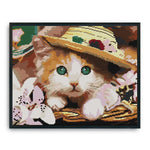 Cross Stitch DIY Oil Painting Cat 14CT Stamped Needlework 42X34cm  DA356