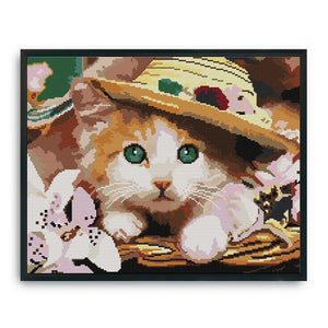 Cross Stitch DIY Oil Painting Cat 14CT Stamped Needlework 42X34cm  DA356