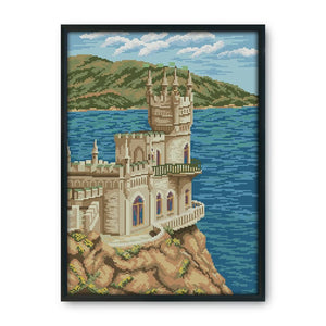 14CT Stamped Cross Stitch Kit Seaside Church Needlework Embroidery  F555