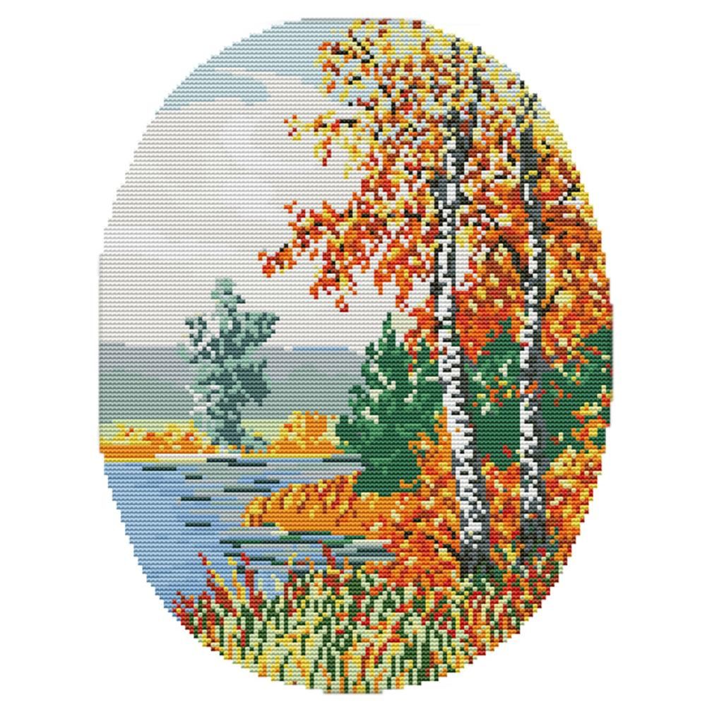 Cross Stitch Kits DIY Autumn 14CT Stamped Needlework 29 X 36cm  F701