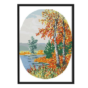 Cross Stitch Kits DIY Autumn 14CT Stamped Needlework 29 X 36cm  F701