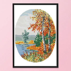 Cross Stitch Kits DIY Autumn 14CT Stamped Needlework 29 X 36cm  F701