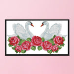 Swan Heart Cross Stitch Embroidery DIY Needlework 14CT Stamp Arts  D741