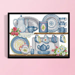 14CT Stamped Cross Stitch Kits DIY Porcelain Needlework 36 X 28cm  4