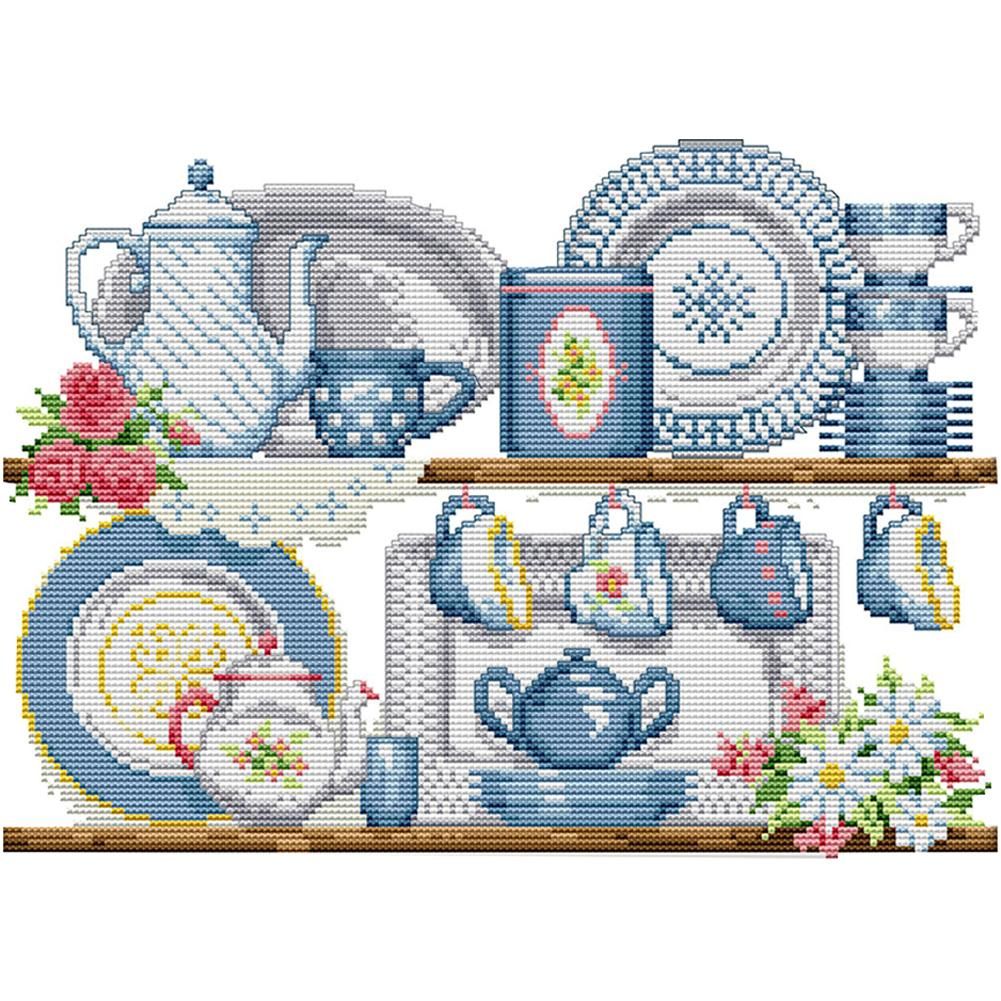 14CT Stamped Cross Stitch Kits DIY Porcelain Needlework 36 X 28cm  4