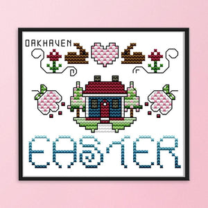 Easter 14CT Stamped Print Cross Stitch Kit DIY Embroidery Canvas  KB005