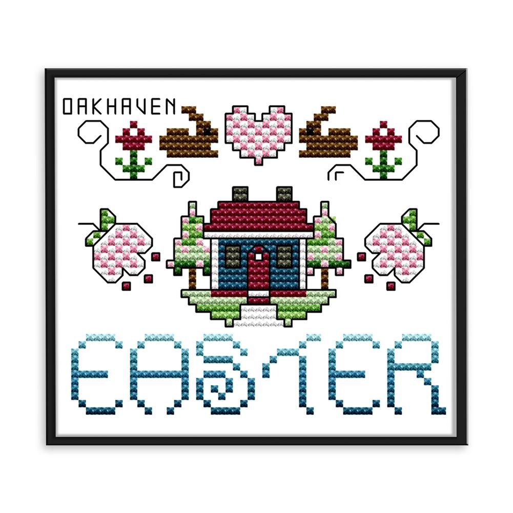 Easter 14CT Stamped Print Cross Stitch Kit DIY Embroidery Canvas  KB005