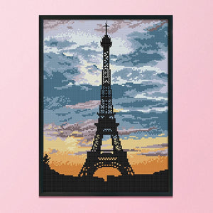 Cross Stitch 14CT Stamp Needlework Embroidery DIY Tower Dusk Art  F786