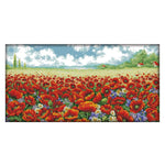 14CT Stamped Cross Stitch Poppy Flower Sea Needlework Embroidery  F775