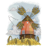 14CT Stamp Cross Stitch DIY Autumn Windmill Needlework 27 X 33cm  FA047