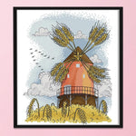 14CT Stamp Cross Stitch DIY Autumn Windmill Needlework 27 X 33cm  FA047