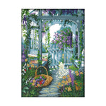 DIY Cross Stitch Embroidery 14CT Stamp Canvas Needlework  F570 Garden Door