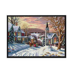 Scenery Cross Stitch Embroidery DIY Landscape Needlework Kits  F763 Snow 1