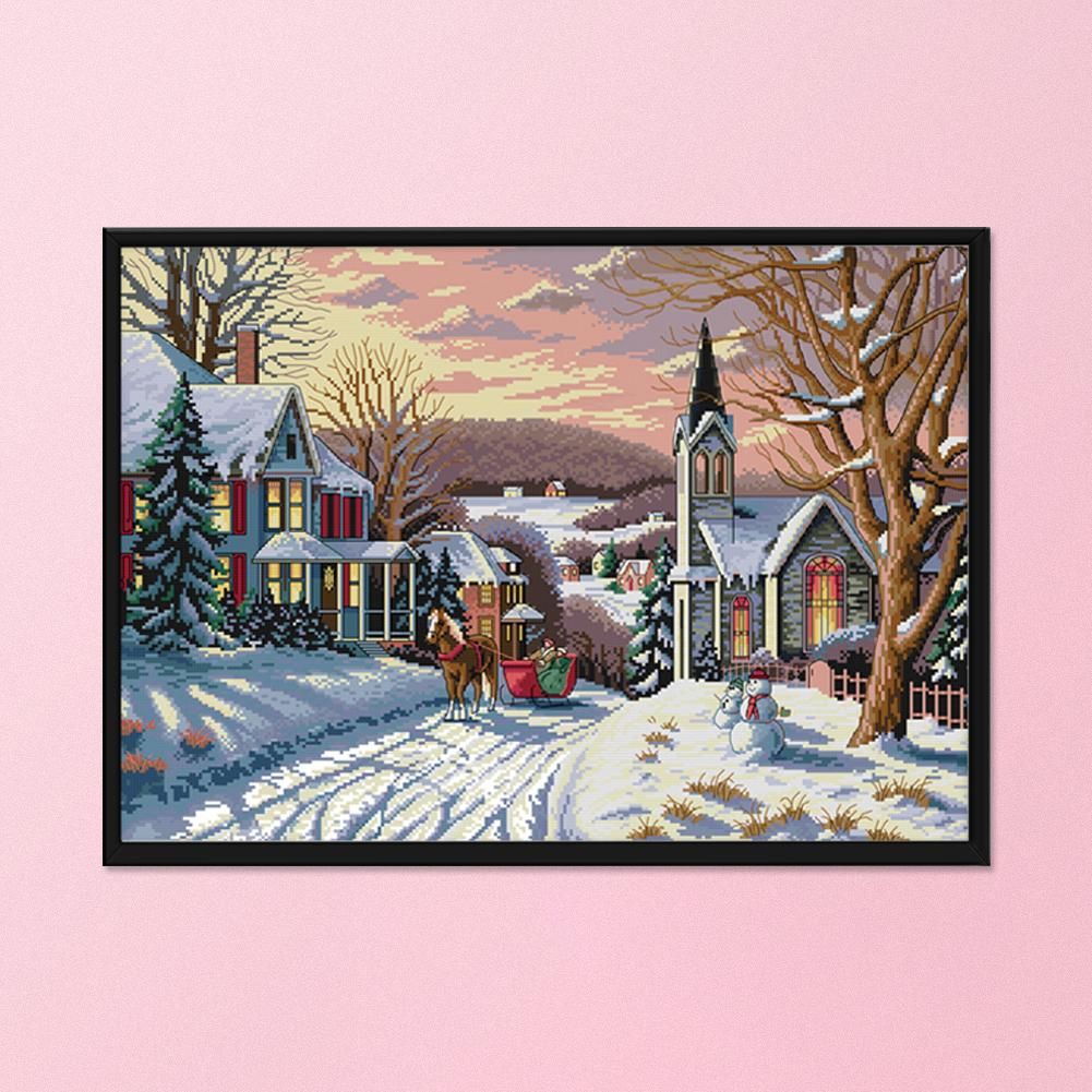 Scenery Cross Stitch Embroidery DIY Landscape Needlework Kits  F763 Snow 1