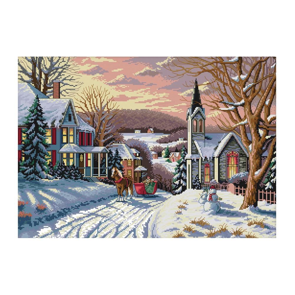 Scenery Cross Stitch Embroidery DIY Landscape Needlework Kits  F763 Snow 1