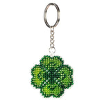 Bead Embroidery Keychain - Four leaf clover