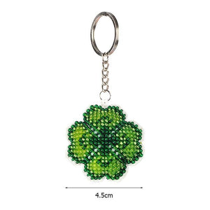 Bead Embroidery Keychain - Four leaf clover