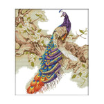 Peacock Cross Stitch 14CT Stamped Animals DIY Needlework  D813 48x55cm