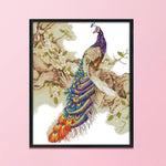 Peacock Cross Stitch 14CT Stamped Animals DIY Needlework  D813 48x55cm