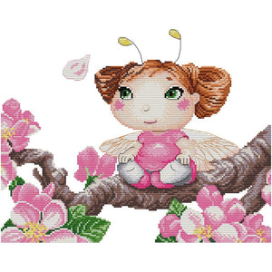 (38*32cm)14ct Stamped Cross Stitch - Cute Girl