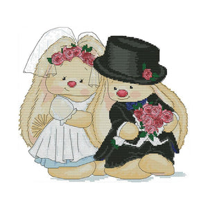 Wedding 14CT Stamped Cross Stitch Kits Needlework Embroidery  C475 Rabbit