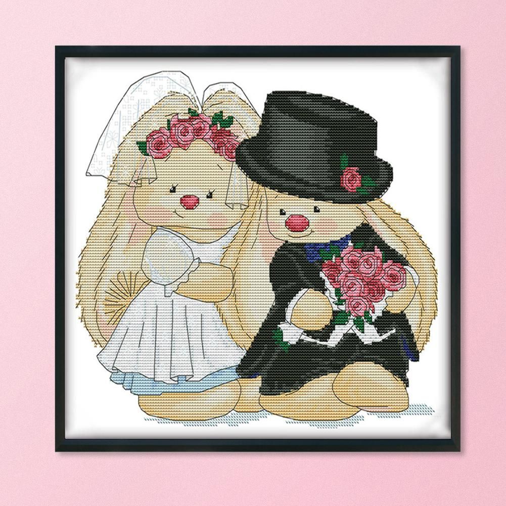 Wedding 14CT Stamped Cross Stitch Kits Needlework Embroidery  C475 Rabbit