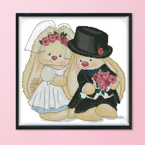 Wedding 14CT Stamped Cross Stitch Kits Needlework Embroidery  C475 Rabbit