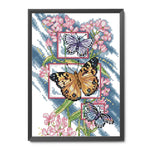 Stamped Cross Stitch Butterflies Plant 2 Strand 14CT Embroidery Set  DA050