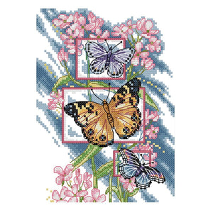 Stamped Cross Stitch Butterflies Plant 2 Strand 14CT Embroidery Set  DA050