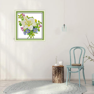 (31*32cm)14ct Stamped Cross Stitch - Flowers