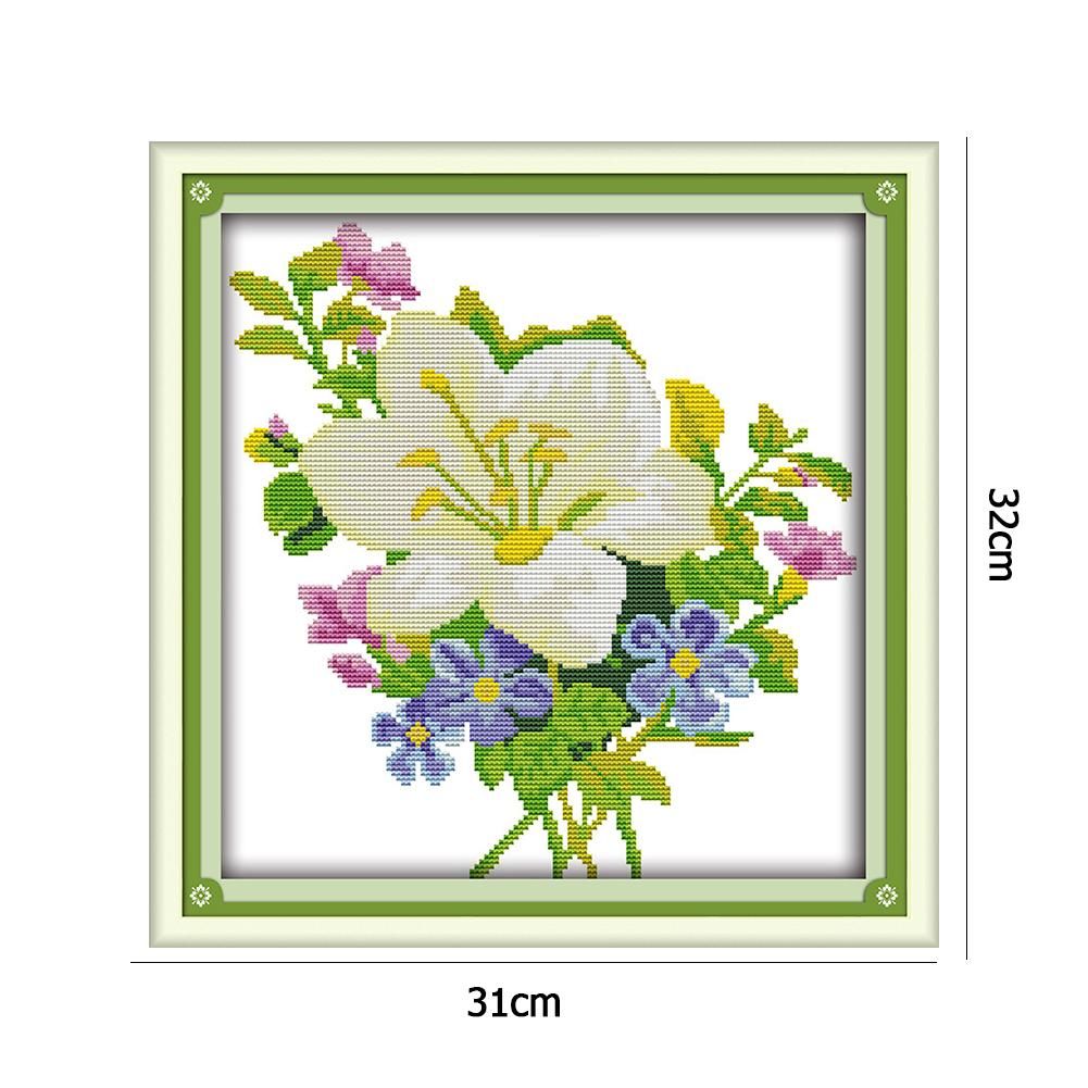 (31*32cm)14ct Stamped Cross Stitch - Flowers