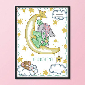 Rabbit Birth 14CT Stamped Cartoon Cross Stitch Canvas Embroidery Kit  C659