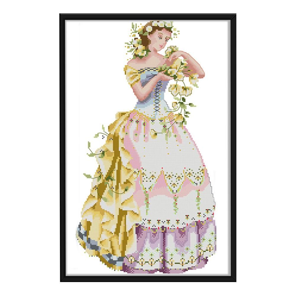 Cross Stitch Kits Printed Canvas DIY Embroidery 14CT Stamped  R757 Girl