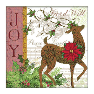 14CT Stamped Cross Stitch Kits DIY Christmas Elk Embroidery 48X48cm  C273