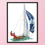 Racing Sports Stamped Cross Stitch Kit 14CT Embroidery Set  Sailboat RA115