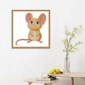 (32*32cm)14ct Stamped Cross Stitch - Mouse