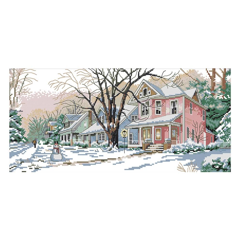 Scenery Cross Stitch Embroidery DIY Landscape Needlework Kits  F767 Snow 2