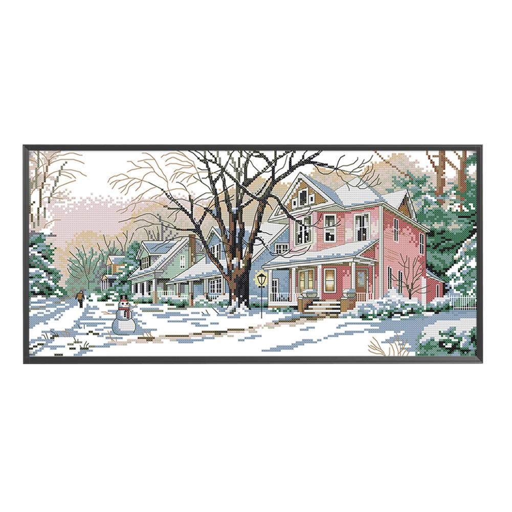 Scenery Cross Stitch Embroidery DIY Landscape Needlework Kits  F767 Snow 2