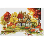 Country House Scenery 3 Strand 11CT Stamped Cross Stitch Kit  Autumn 0149