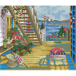 Seaside Villa Cross Stitch 14CT Stamped Print On Canvas Needlework  F842