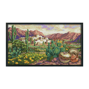 Home Cross Stitch 14CT Stamped Canvas Embroidery  F553 Desert Landscape