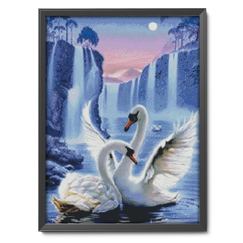 Animal Cross Stitch Embroidery 14CT Stamped Needlework  Swan Love D357