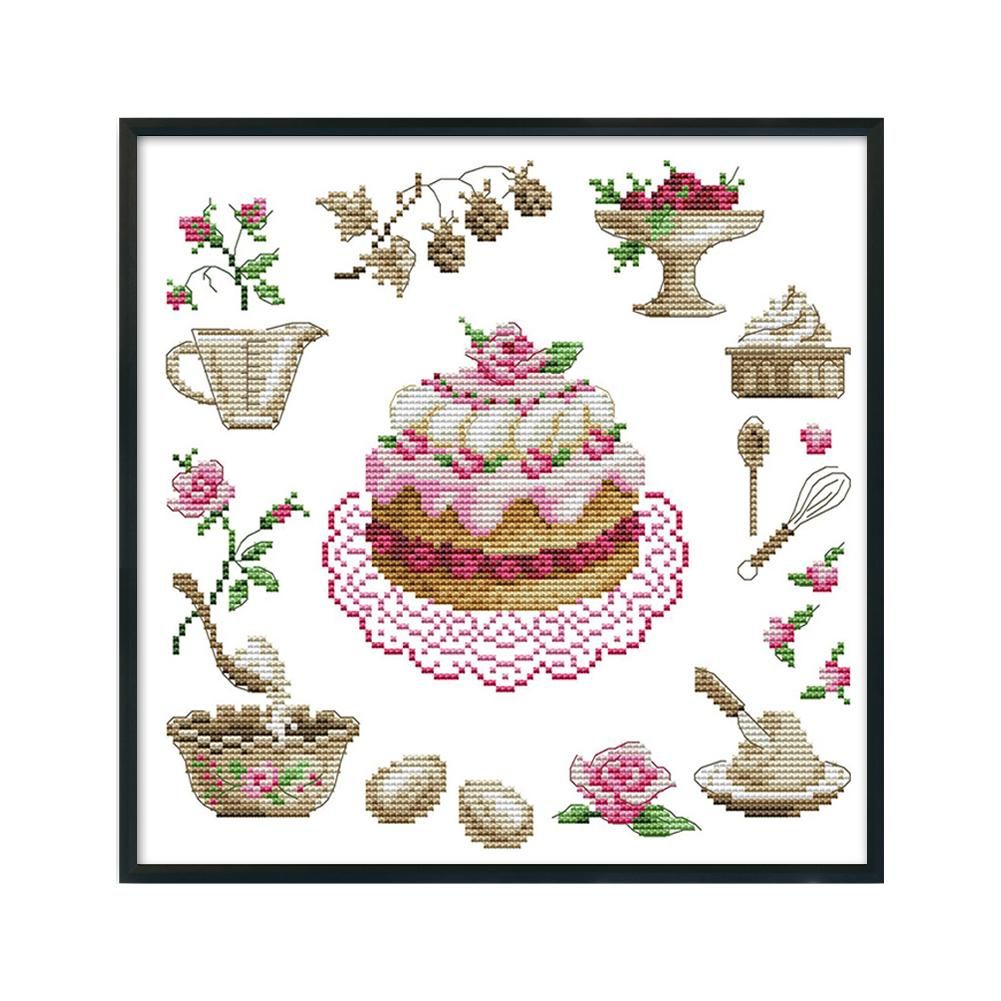 Cross Stitch Embroidery Set DIY Handmade Crafts 14CT Stamp  J318 Cake